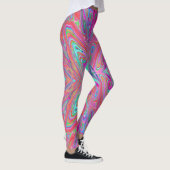 Trippy Pink, Aqua und Magenta Abstrakt Butterfly Leggings (Rechts)