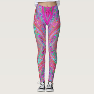 Trippy Pink, Aqua und Magenta Abstrakt Butterfly Leggings