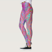 Trippy Pink, Aqua und Magenta Abstrakt Butterfly Leggings (Links)