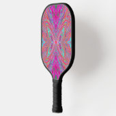 Trippy Pink, Aqua und Magenta Abstrakt Butterfly Pickleball Schläger (Links)