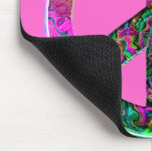 Trippy Pink Peace Sign Mousepad (Ecke)