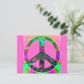 Trippy Pink Peace Sign Postkarte (Stehend Vorderseite)