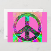 Trippy Pink Peace Sign Postkarte (Vorne/Hinten)