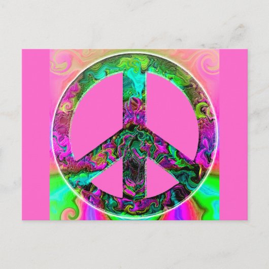 Trippy Pink Peace Sign Postkarte (Vorderseite)