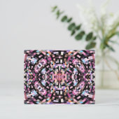 Trippy Pink und Black Geometric Postkarte (Stehend Vorderseite)