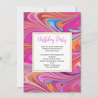 Trippy Pink und Orange Wirbel Design Geburtstag Einladung