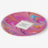 Trippy Pink und Orange Wirbel Design Geburtstag Pappteller (Schrägansicht)