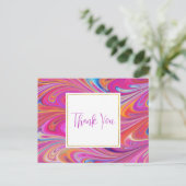 Trippy Pink und Orange Wirbel Design Vielen Dank Postkarte (Stehend Vorderseite)