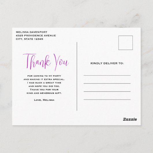 Trippy Pink und Orange Wirbel Design Vielen Dank Postkarte (Rückseite)