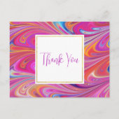 Trippy Pink und Orange Wirbel Design Vielen Dank Postkarte (Vorderseite)