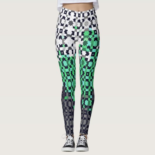 Trippy-pixeles Abstraktes Neutrois-Pride-Flag Leggings (Vorderseite)