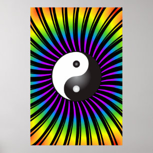 Trippy Plakat: Yin Yang Symbol u. gewundener Poster