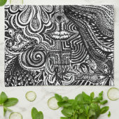 Trippy-Portrait Geschirrtuch (Gefaltet)