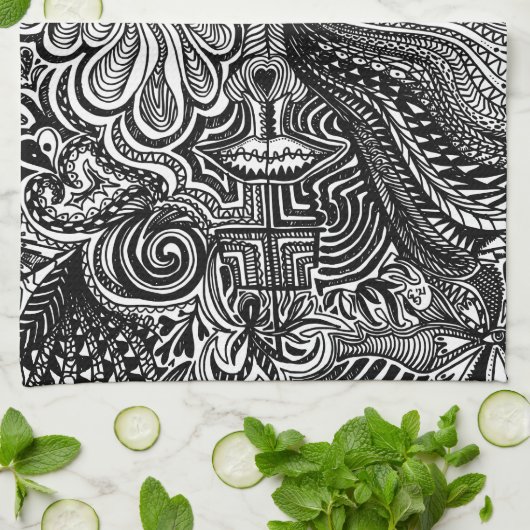 Trippy-Portrait Geschirrtuch (Gefaltet)