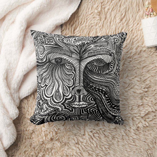 Trippy Portrait Throw Kissen (Decke)