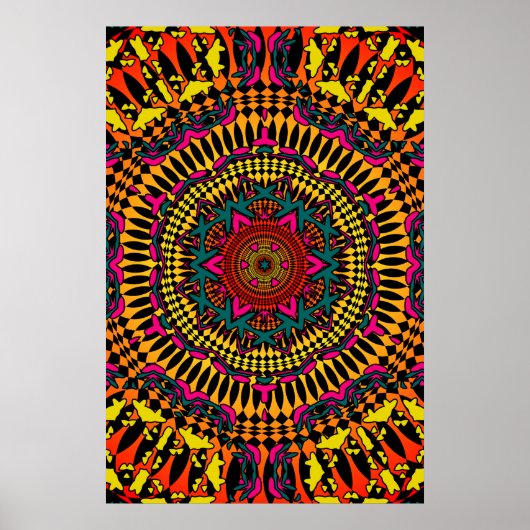 Trippy Poster: Psychedelisches Kaleidoskop-Kunstwe Poster (Vorne)