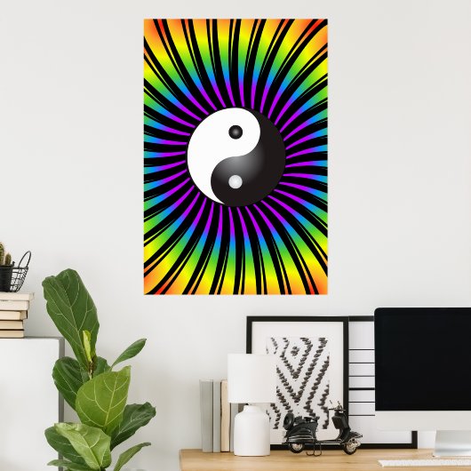 Trippy Poster: Yin Yang Symbol & Spiral Design Poster (Heimbüro)