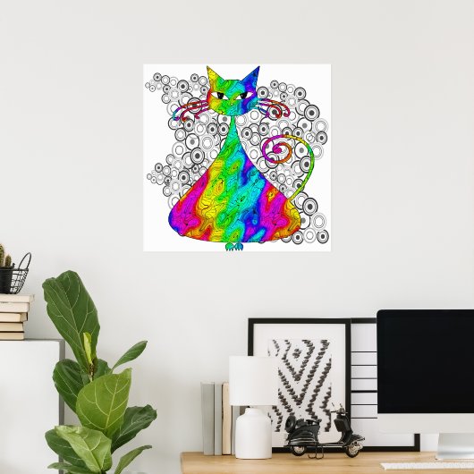 Trippy Psychedelic Cat Poster (Heimbüro)