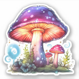 Trippy Psychedelic Earthy Mushroom Art Artwork Aufkleber