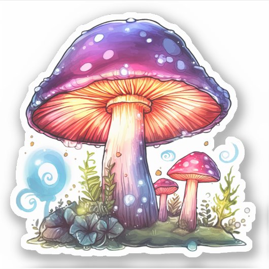 Trippy Psychedelic Earthy Mushroom Art Artwork Aufkleber (Vorderseite)