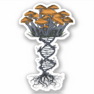Trippy Psychedelic Earthy Mushrooms Roots DNA Art Aufkleber