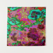 Trippy Psychedelic Emerald Green Blume Wandteppich (Vorderseite (Horizontal))