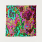 Trippy Psychedelic Emerald Green Blume Wandteppich (Vorderseite)