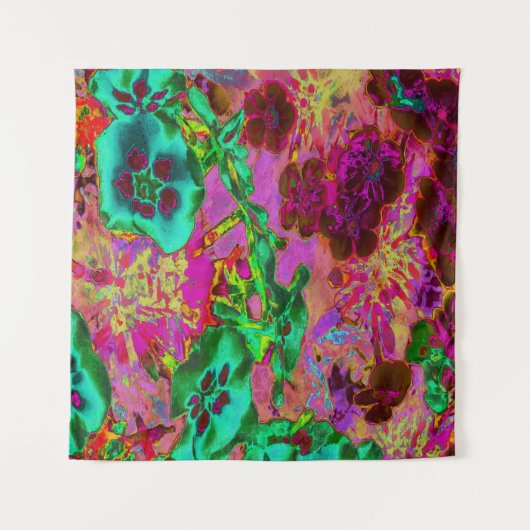 Trippy Psychedelic Emerald Green Blume Wandteppich (Vorderseite)