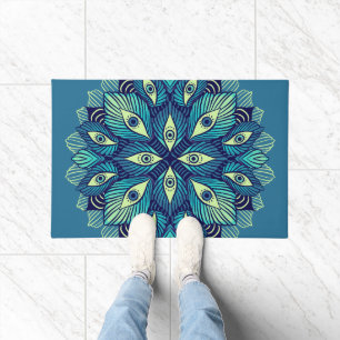 Trippy Psychedelic Eyes Floral Art - Surreal Eyes Fußmatte