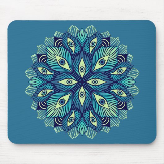 Trippy Psychedelic Eyes Floral Surreal Art Mousepad (Vorne)