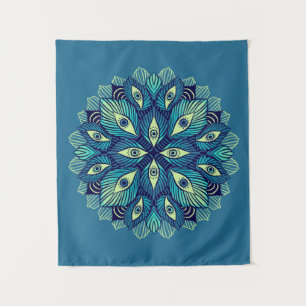 Trippy Psychedelic Eyes Floral Surreal Art Wandteppich