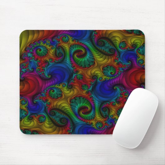 Trippy Psychedelic Fraktal Rainbow Mousepad (Mit Mouse)