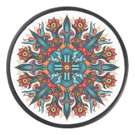 Trippy Psychedelic Groovy Mushroom Mandala Eyes Eishockey Puck