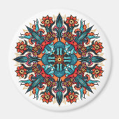 Trippy Psychedelic Groovy Mushroom Mandala Eyes Magnet (Vorne)