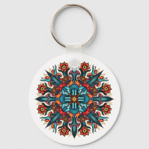 Trippy Psychedelic Groovy Mushroom Mandala Eyes Schlüsselanhänger