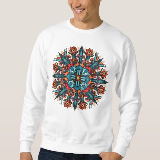Trippy Psychedelic Groovy Mushroom Mandala Eyes Sweatshirt (Vorderseite)