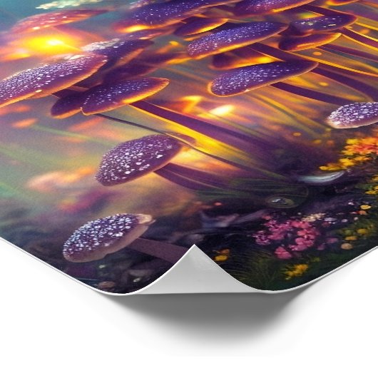 Trippy Psychedelic Magic Mushrooms Digital Art Poster (Ecke)