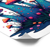 Trippy Psychedelic Mushroom Fantasy Art Poster (Ecke)