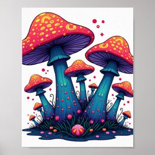 Trippy Psychedelic Mushroom Fantasy Art Poster