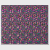 Trippy Psychedelic Mushroom Muster Wrapping Paper Geschenkpapier (Flach)