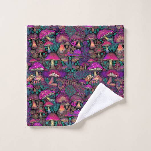Trippy Psychedelic Mushroom Pattern Badhandtuch Set (Waschlappen)