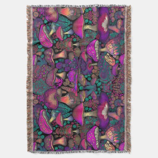 Trippy Psychedelic Mushroom Pattern Decke (Vorderseite Vertikal)