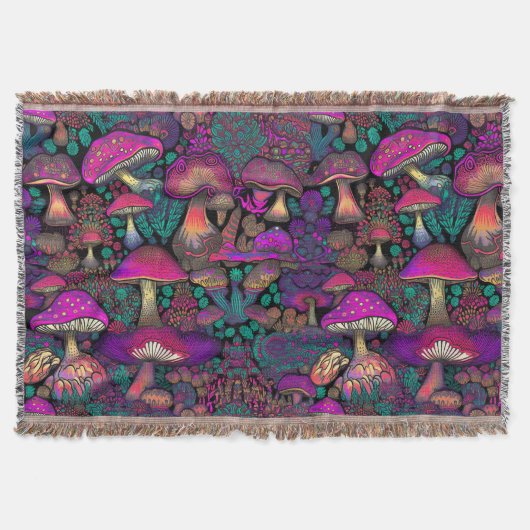 Trippy Psychedelic Mushroom Pattern Decke (Vorderseite)