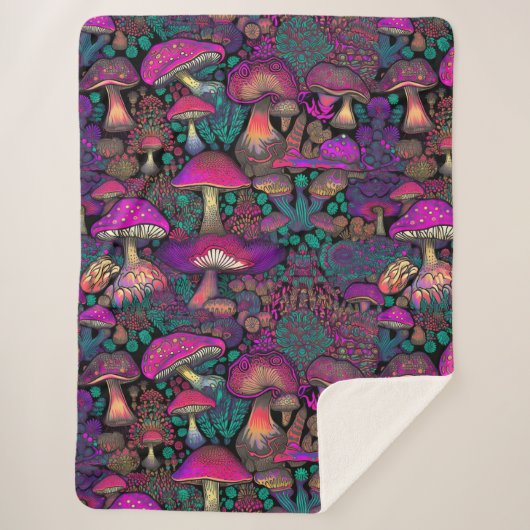 Trippy Psychedelic Mushroom Pattern Sherpadecke (Vorderseite)