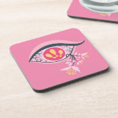 Trippy Psychedelic Pink Eye Floral Pastel Goth Getränkeuntersetzer (Linke Seite)