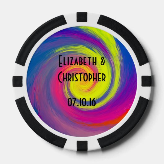 Trippy Psychedelic Rainbow Wirbel Gastgeschenk Hoc Pokerchips (Vorderseite)
