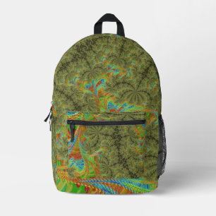 Trippy Psychedelic Spiral Fraktal Art Bedruckter Rucksack