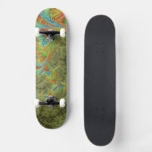 Trippy Psychedelic Spiral Fraktal Art Skateboard (Vorderseite)
