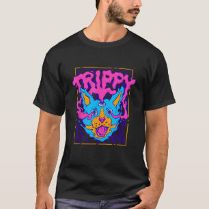 Trippy Psychedelic Weird Katze Hippie Rave Weirdco T-Shirt