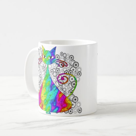 Trippy psychedelische Katzen-Kaffee-Tassen Kaffeetasse (Vorderseite Links)
